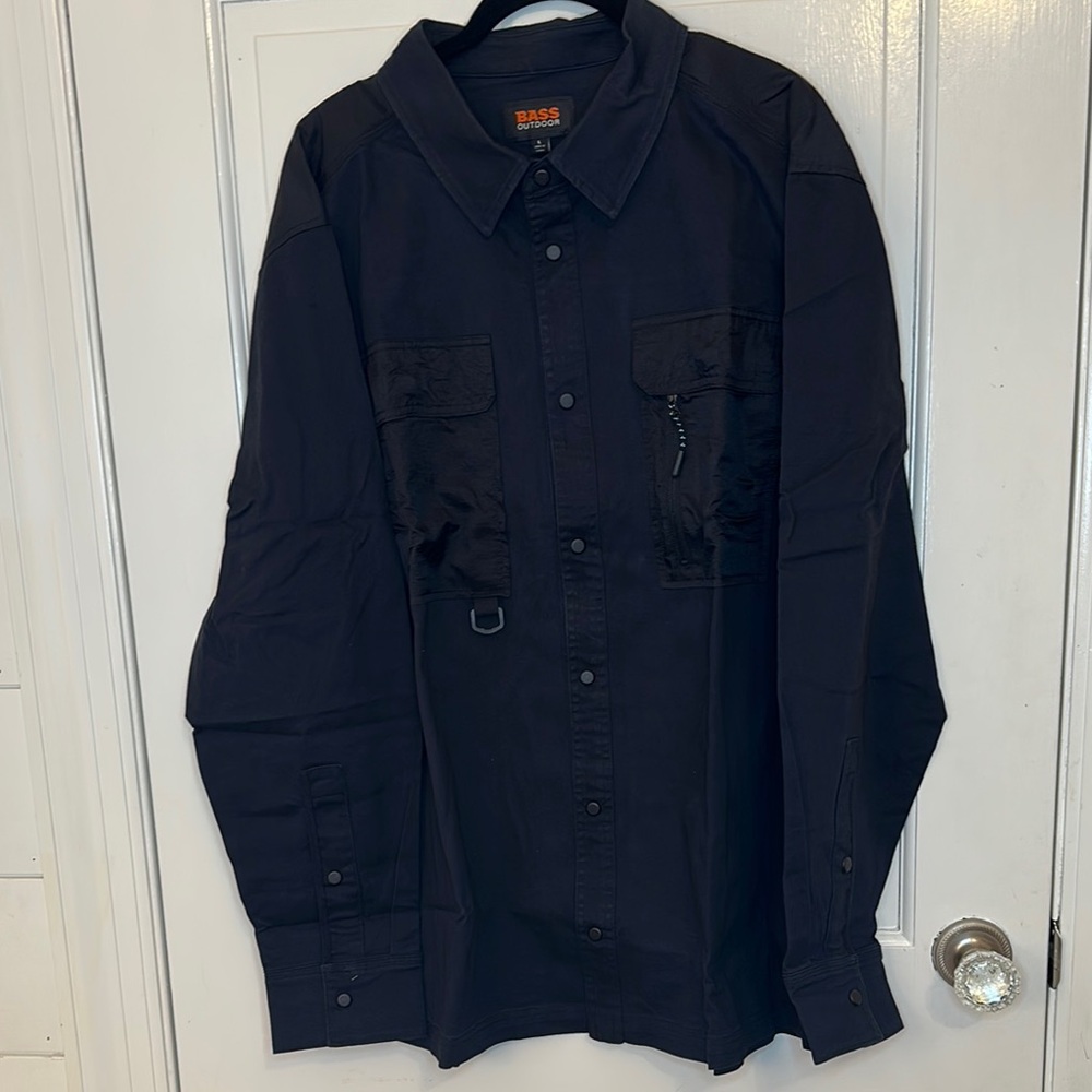 Bass Outdoor Black Stretch Worker‎ Shirt Shacket size L NWT